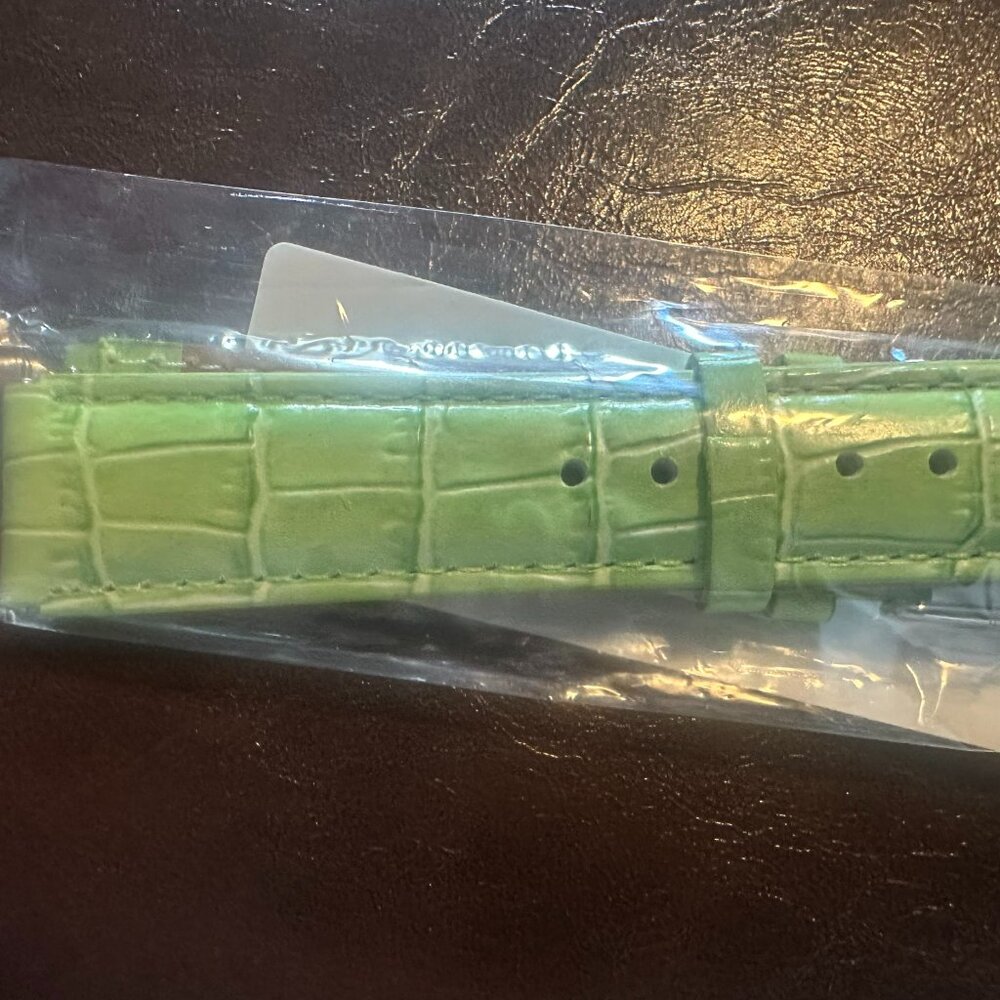 Grass Green Genuine Leather Watch Band–20mm (w/ Built in Quick Release pins) - Picture 4 of 5